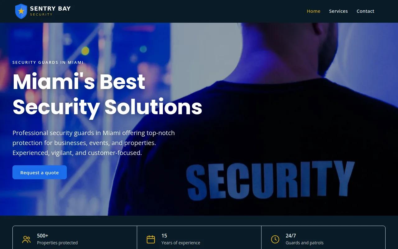 Sentry Bay Security home page
