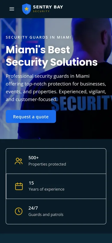 The security company website on a phone